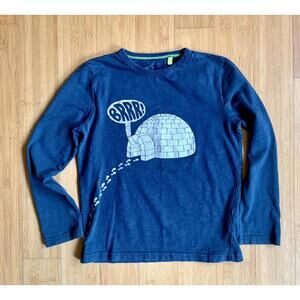 Mini Boden 140 cm T Shirt Boys Girls Long Sleeve Silver Igloo TEE size 9 - 10